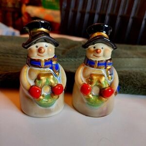 Vintage Jolly Snowman Salt & Pepper Shakers